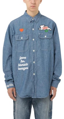 휴먼메이드 FW22 레터 래빗 그래픽 긴팔 셔츠. HM24SH001 Shop 휴먼메이드 FW22 레터 래빗 그래픽 긴팔 셔츠. HM24SH001