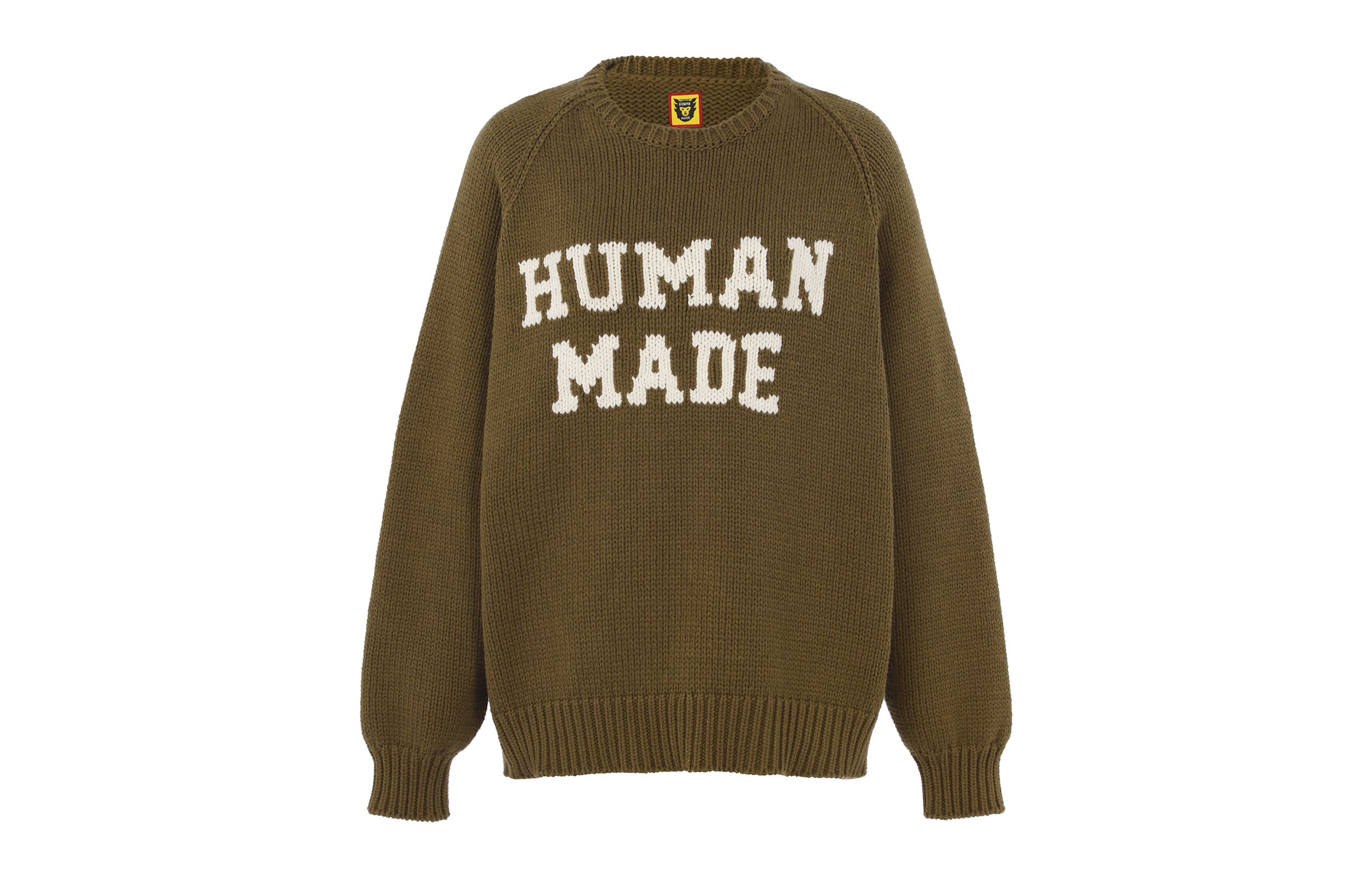 HUMAN MADE FW22 Logo Crewneck Pullover Sweater Unisex Long Sleeve. HM24CS034
