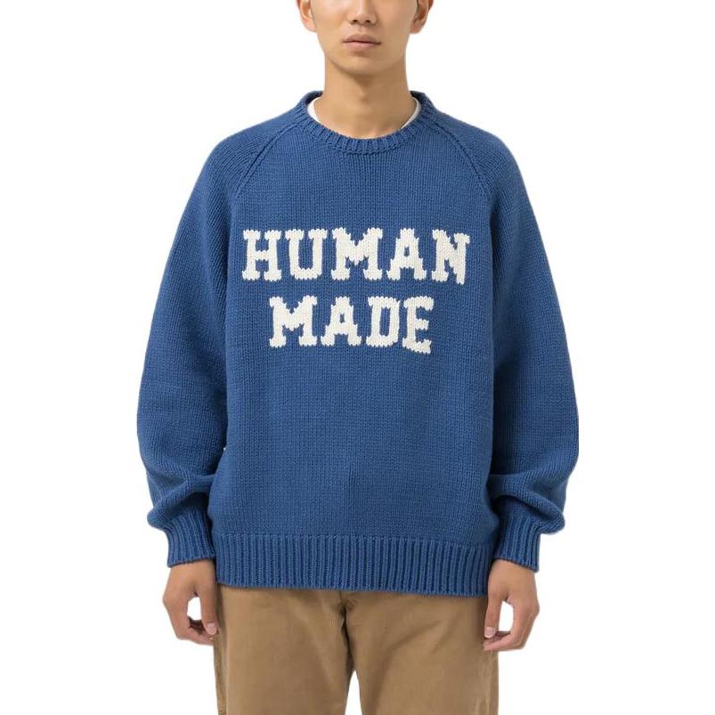 Shop HUMAN MADE FW22 Logo Crewneck Pullover Sweater Unisex Lengan Panjang. HM24CS034