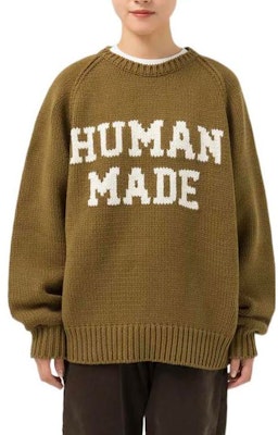 HUMAN MADE FW22 Logo Crewneck Pullover Sweater Unisex Long Sleeve. HM24CS034 1