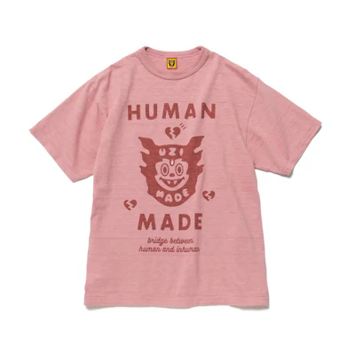 HUMAN MADE FW22 Logo Print Crewneck T-Shirt Unisex Couple Style Pink. XX23TE007
