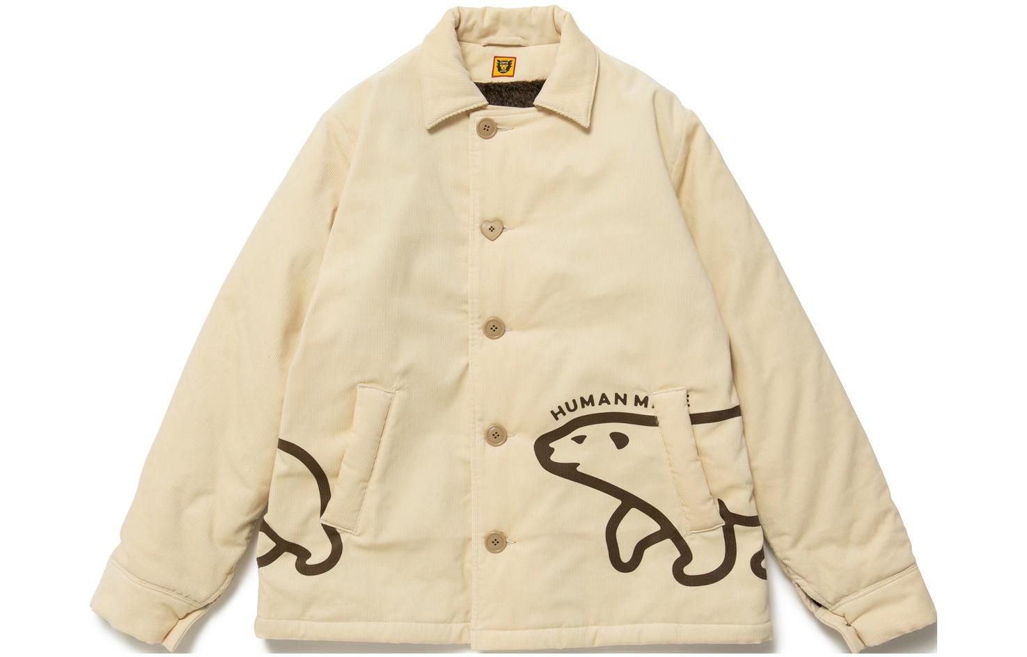 Human Made FW22 Logo Print Single-Breasted Beige Jacket Menswear HM24JK021