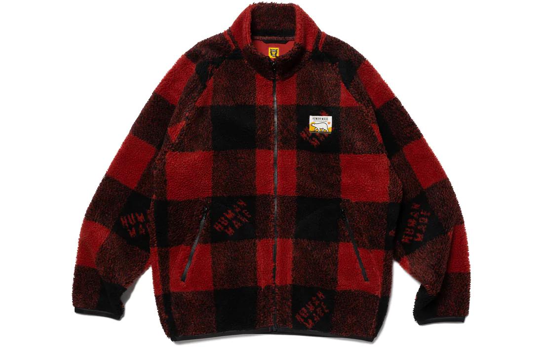 Order HUMAN MADE FW22 北极熊格纹羊羔绒拉链夹克 男女休闲外套 HM24JK033