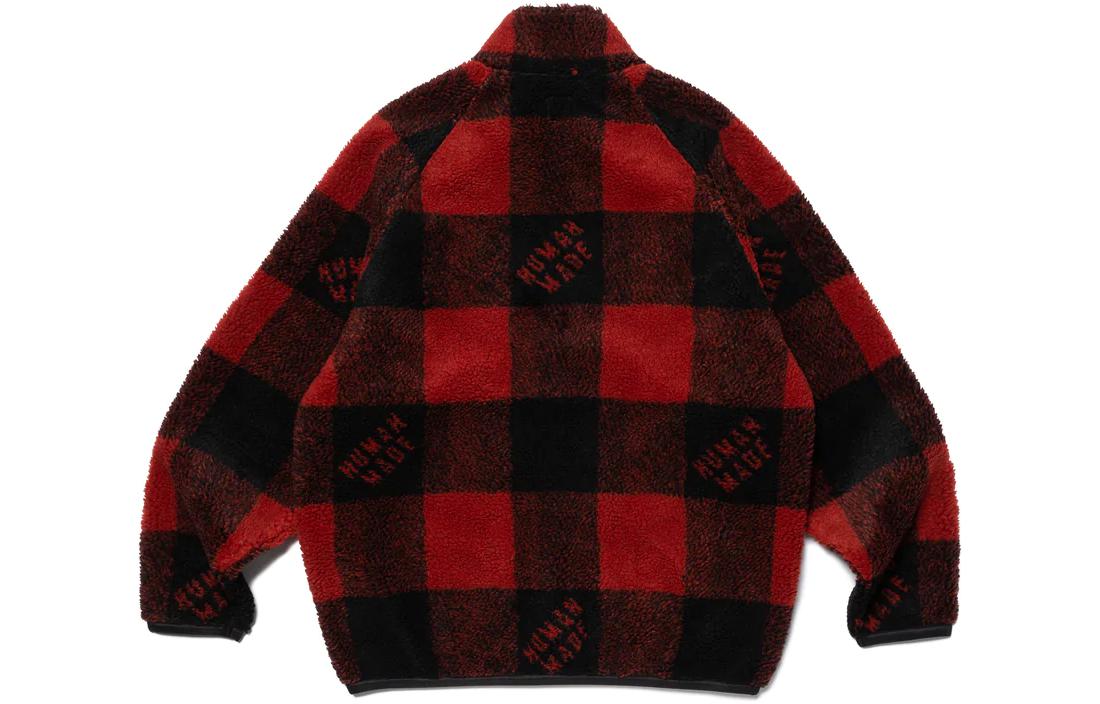 Lookbook HUMAN MADE FW22 北极熊格纹羊羔绒拉链夹克 男女休闲外套 HM24JK033