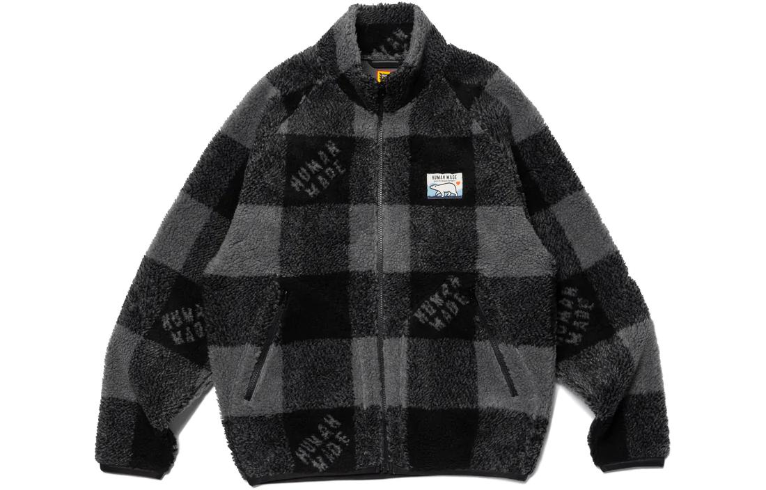 Purchase HUMAN MADE FW22 北极熊格纹羊羔绒拉链夹克 男女休闲外套 HM24JK033