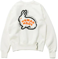 Human Made FW22 Rabbit Logo Crewneck Sweatshirt White Pullover HM24CS020 Human Made FW22 Rabbit Logo Crewneck Sweatshirt White Pullover HM24CS020