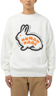 Human Made FW22 Rabbit Logo Crewneck Sweater Putih Pullover HM24CS020 Shop Human Made FW22 Rabbit Logo Crewneck Sweater Putih Pullover HM24CS020