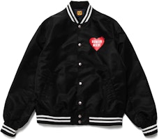 HUMAN MADE FW22 Striped Heart Logo Print Long Sleeve Baseball Jacket Unisex HM24JK003 HUMAN MADE FW22 Striped Heart Logo Print Long Sleeve Baseball Jacket Unisex HM24JK003