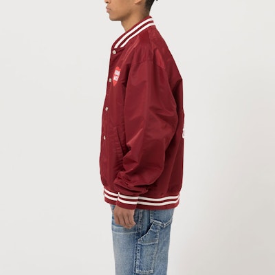 휴먼메이드 FW22 스트라이프 하트 로고 프린트 롱슬리브 야구 재킷 유니섹스 HM24JK003 4