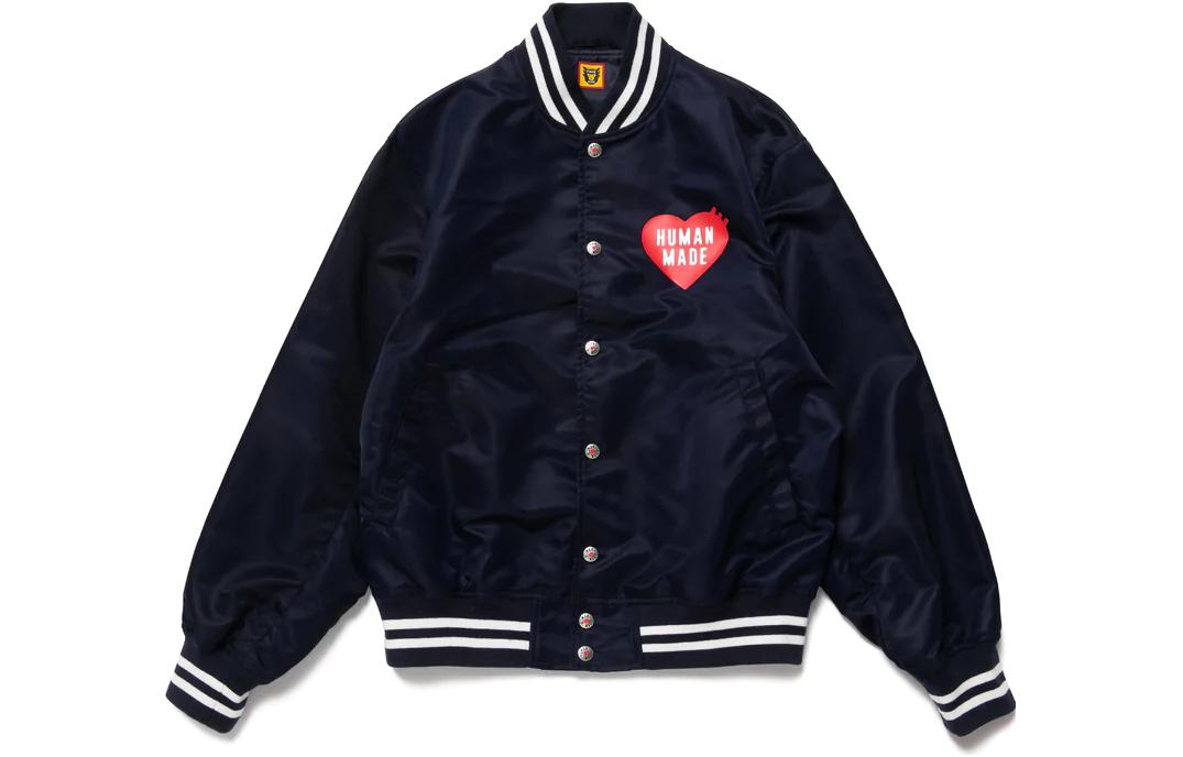 Shop HUMAN MADE FW22 Jaket Panjang Unisex Logo Hati Bergaris Baseball HM24JK003
