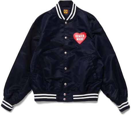 휴먼메이드 FW22 스트라이프 하트 로고 프린트 롱슬리브 야구 재킷 유니섹스 HM24JK003 Shop 휴먼메이드 FW22 스트라이프 하트 로고 프린트 롱슬리브 야구 재킷 유니섹스 HM24JK003