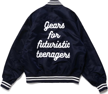 휴먼메이드 FW22 스트라이프 하트 로고 프린트 롱슬리브 야구 재킷 유니섹스 HM24JK003 Details for 휴먼메이드 FW22 스트라이프 하트 로고 프린트 롱슬리브 야구 재킷 유니섹스 HM24JK003