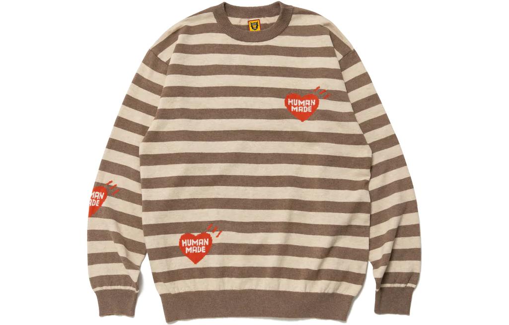 Order Suéter unisex HUMAN MADE FW22 rayado con logo estampado manga larga amarillo. HM24CS033