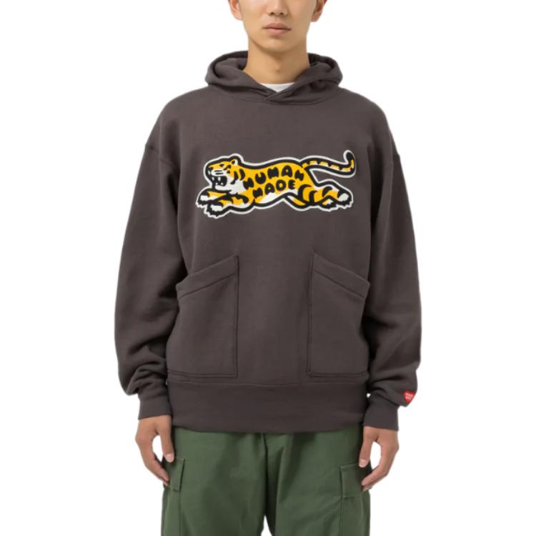 Shop HUMAN MADE FW22 Tiger Logo Print Black Hoodie  Fashion Sweatshirt. HM24CS027
