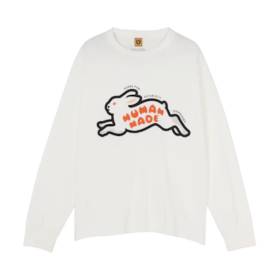 HUMAN MADE FW22 Uneven Texture Rabbit Print Long Sleeve T-Shirt Mens. HM24CS007