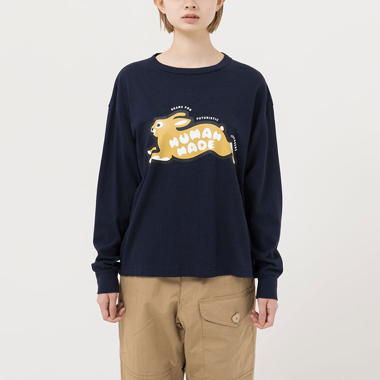 Details for Camiseta Manga Larga HUMAN MADE FW22 Estampado Conejo Textura Irregular Hombre. HM24CS007