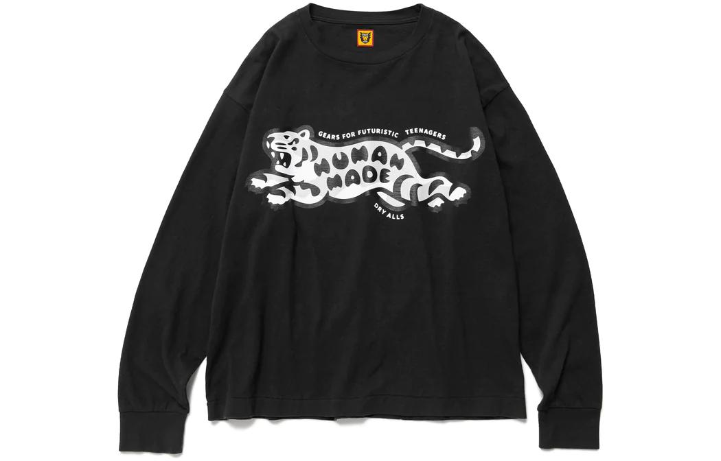 Order HUMAN MADE FW22 Jersey Hombre Estampado Tigre Textura Irregular Manga Larga HM24CS006