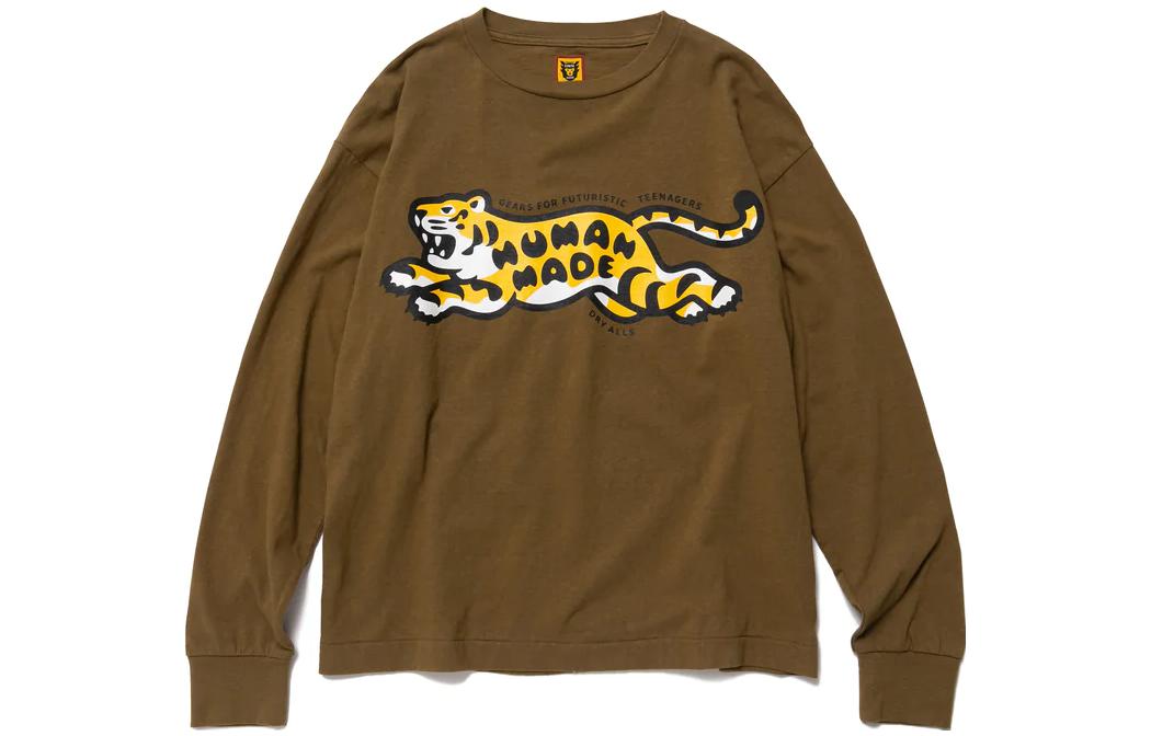 Sizing HUMAN MADE FW22 Jersey Hombre Estampado Tigre Textura Irregular Manga Larga HM24CS006