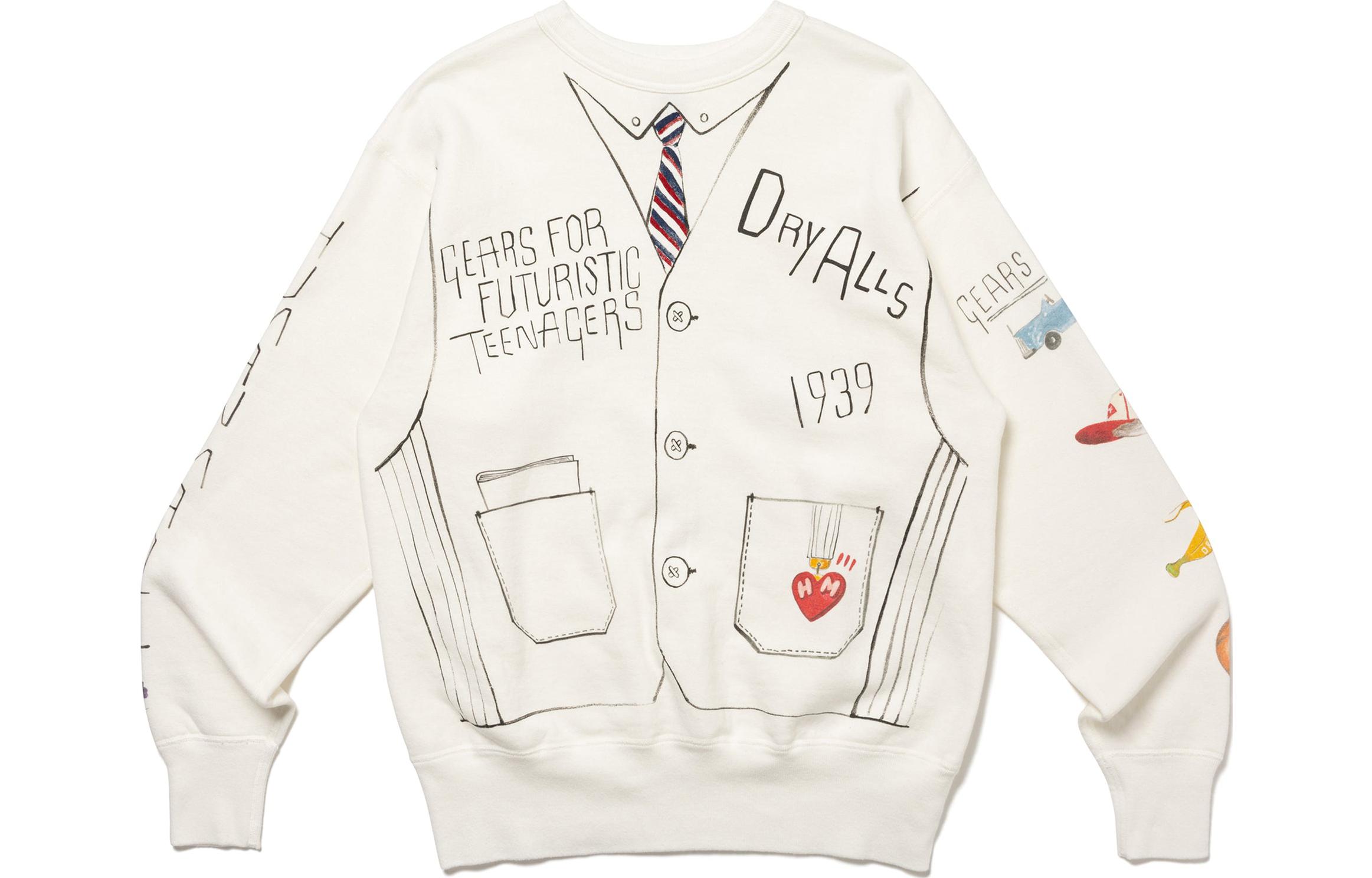 HUMAN MADE FW23 Collegiate Print Crewneck Sweatshirt Unisex - White HM26CS024