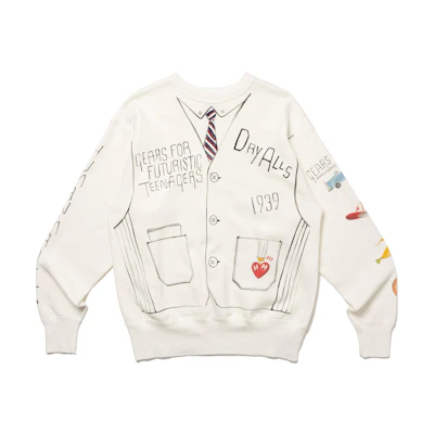HUMAN MADE FW23 Collegiate Print Crewneck Sweatshirt Unisex - White HM26CS024