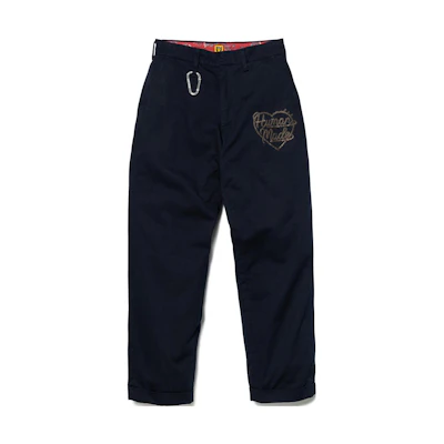 HUMAN MADE FW23 Collegiate Twill Pants with Heart Logo Embroidery Unisex. HM26PT004