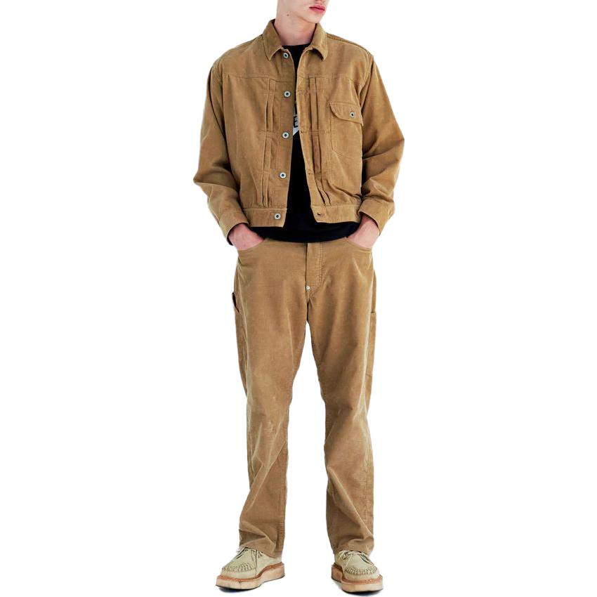 Shop HUMAN MADE FW23灯芯绒工装夹克腊肠狗刺绣男女同款浅棕色 HM26JK005