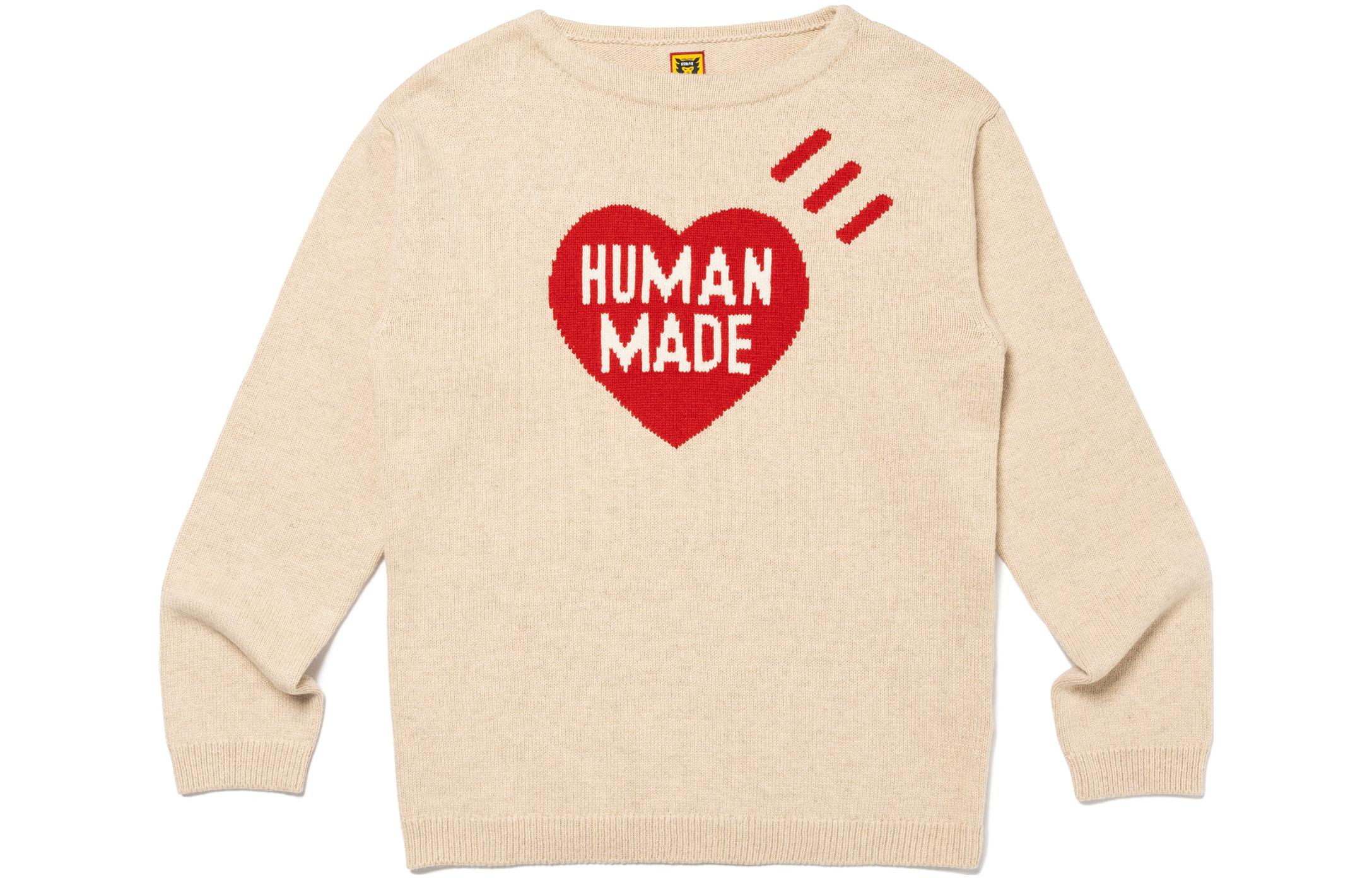 Order HUMAN MADE FW23棉质心形印花针织毛衣男女同款工装风。 HM26CS030