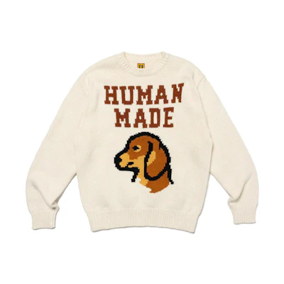 HUMAN MADE FW23 Dachshund Dog Graphic Knit Sweater Unisex. HM26CS038