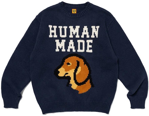 HUMAN MADE FW23 Baju Knit Unisex Corak Anjing Dachshund. HM26CS038 Shop HUMAN MADE FW23 Baju Knit Unisex Corak Anjing Dachshund. HM26CS038