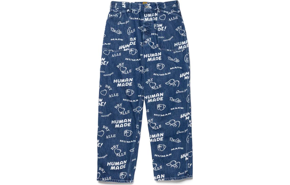 Order HUMAN MADE FW23 Dachshund Dog Pattern Print Denim Jeans Unisex Blue. HM26PT010