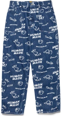 HUMAN MADE FW23 Dachshund Dog Pattern Print Denim Jeans Unisex Blue. HM26PT010 Order HUMAN MADE FW23 Dachshund Dog Pattern Print Denim Jeans Unisex Blue. HM26PT010