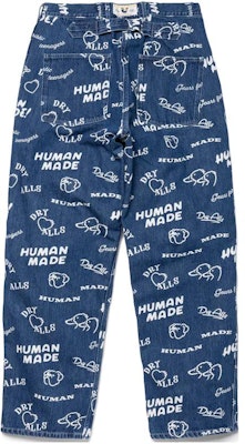 HUMAN MADE FW23 Dachshund Dog Pattern Print Denim Jeans Unisex Blue. HM26PT010 Lookbook HUMAN MADE FW23 Dachshund Dog Pattern Print Denim Jeans Unisex Blue. HM26PT010