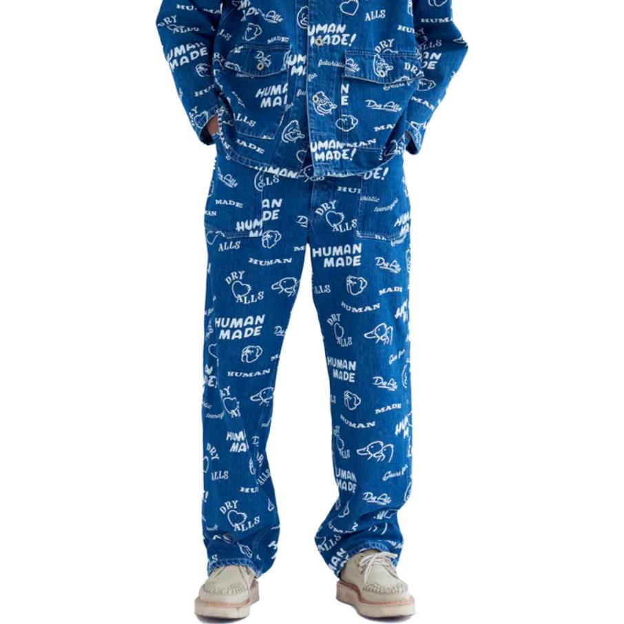 Shop HUMAN MADE FW23 Dachshund Dog Pattern Print Denim Jeans Unisex Blue. HM26PT010