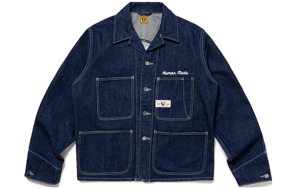 HUMAN MADE FW23 Dachshund Embroidered Denim Jacket Unisex Blue. HM26JK007