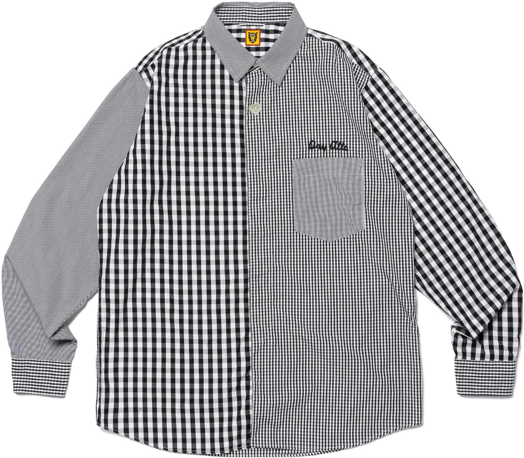 human-made-fw-23-dachshund-plaid-long-sleeve-shirt-unisex-black-hm-26-sh-004