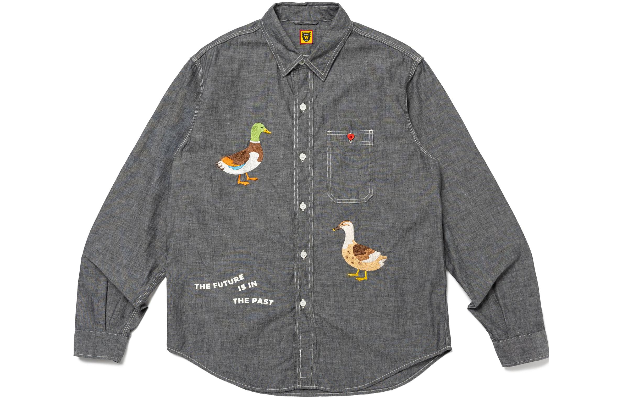 HUMAN MADE FW23 Embroidered Unisex Long Sleeve Work Shirt HM26SH005