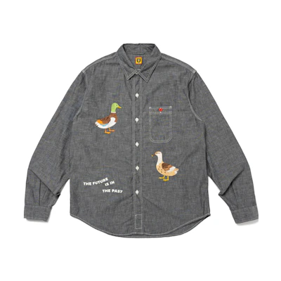 HUMAN MADE FW23 Embroidered Unisex Long Sleeve Work Shirt HM26SH005