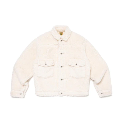 HUMAN MADE FW23 Fleece Jacket Heart Embroidery Logo Unisex Outerwear. HM26JK034