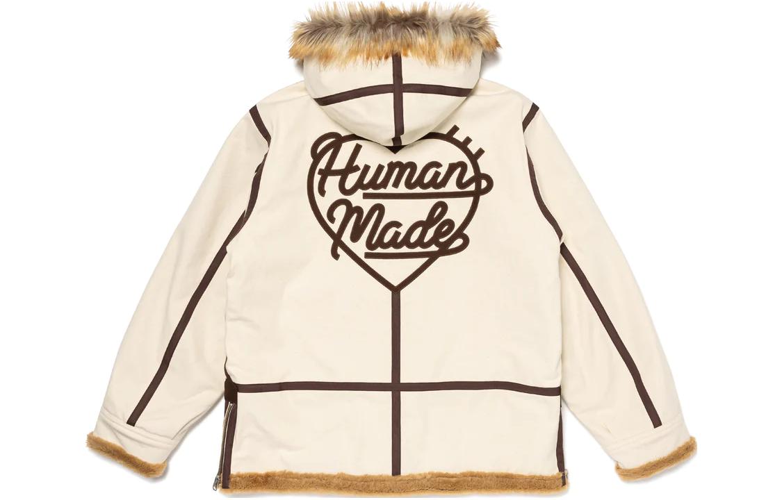 HUMAN MADE FW23 Gold Logo Patch Warm Lined Hooded Coat Beige Unisex HM26JK029 圖 3