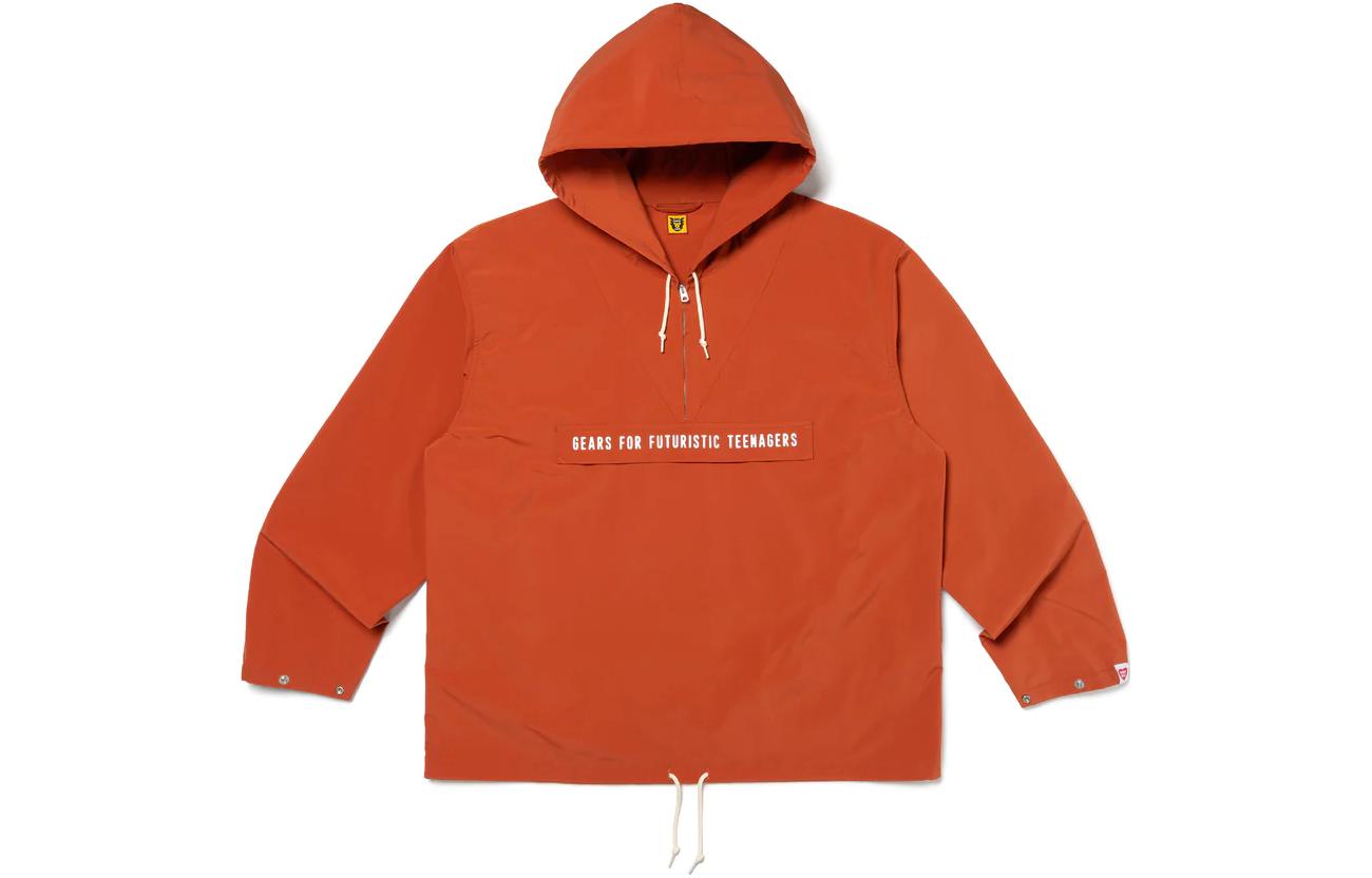Details for HUMAN MADE FW23 Jaket Hoodie Anorak Half-Zip Logo Unisex. HM26JK017