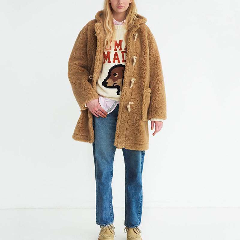 HUMAN MADE FW23 Heart Logo Duffle Coat Unisex Khaki HM26JK033 圖 4