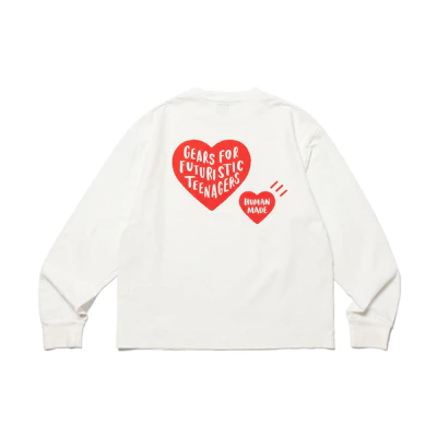 HUMAN MADE FW23 Heart Logo Graphic Long Sleeve Unisex T-Shirt. HM26CS009