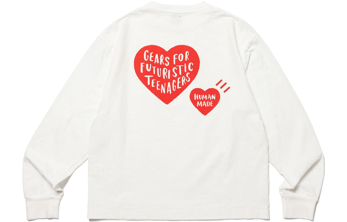 Shop Camiseta de Manga Larga Unisex HUMAN MADE FW23 con Logo de Corazón Gráfico. HM26CS009