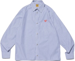 HUMAN MADE FW23 Heart Logo Oversized Striped Long Sleeve Shirt Unisex. HM26SH003 HUMAN MADE FW23 Heart Logo Oversized Striped Long Sleeve Shirt Unisex. HM26SH003