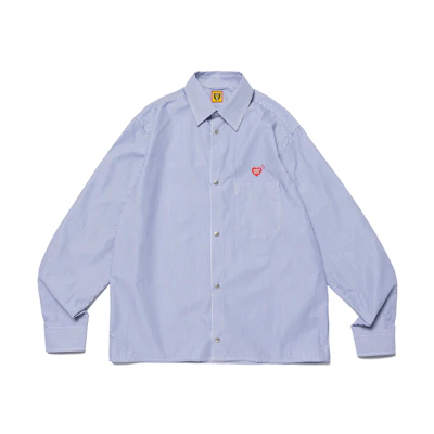 HUMAN MADE FW23 Heart Logo Oversized Striped Long Sleeve Shirt Unisex. HM26SH003