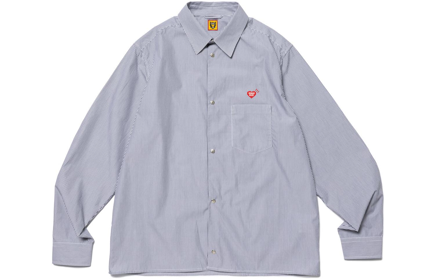 Order Camiseta Unisex HUMAN MADE FW23 a Rayas con Logo de Corazón Oversize. HM26SH003