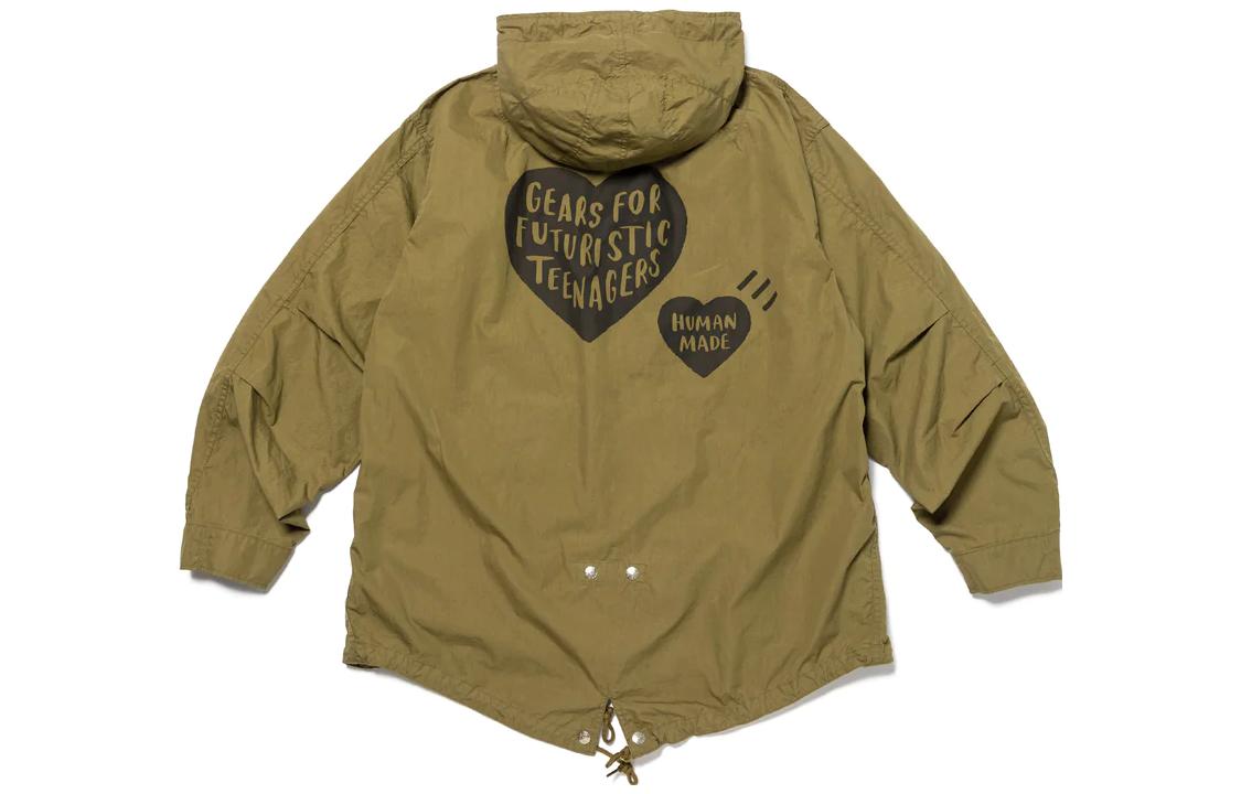 HUMAN MADE FW23 Heart Logo Print Snap-Button Drawstring Hooded Coat Unisex HM26JK001 圖 3