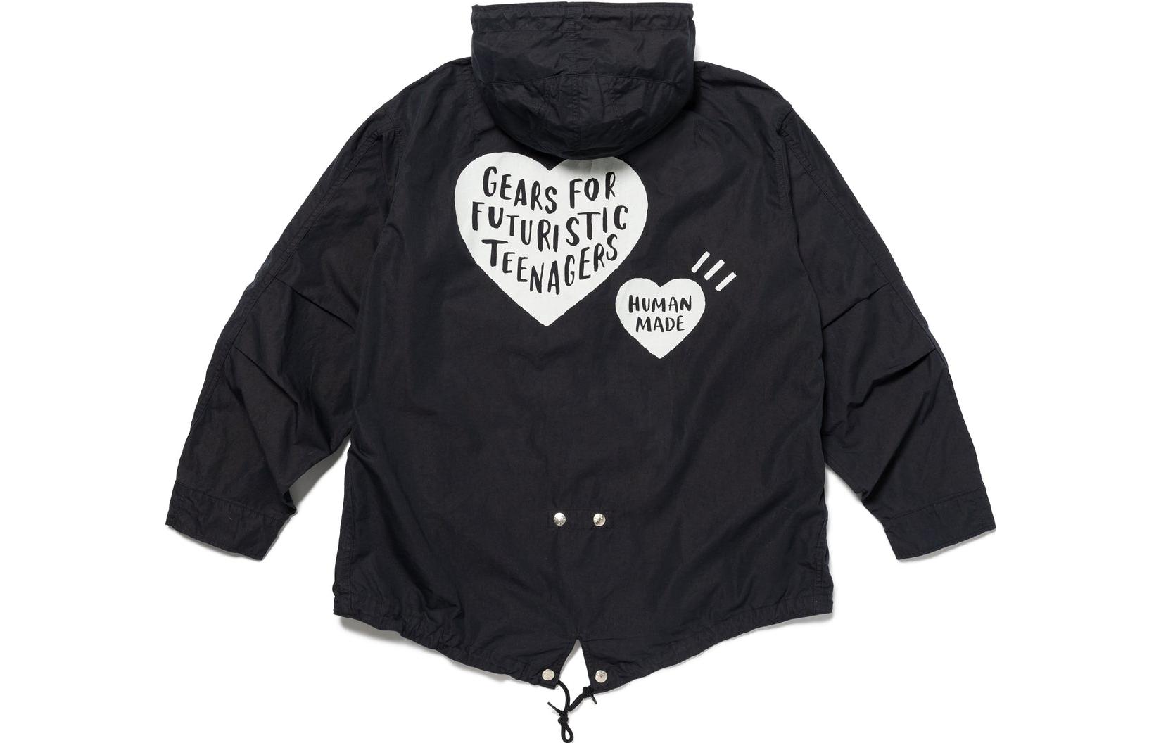 HUMAN MADE FW23 Heart Logo Print Snap-Button Drawstring Hooded Coat Unisex HM26JK001 圖 7