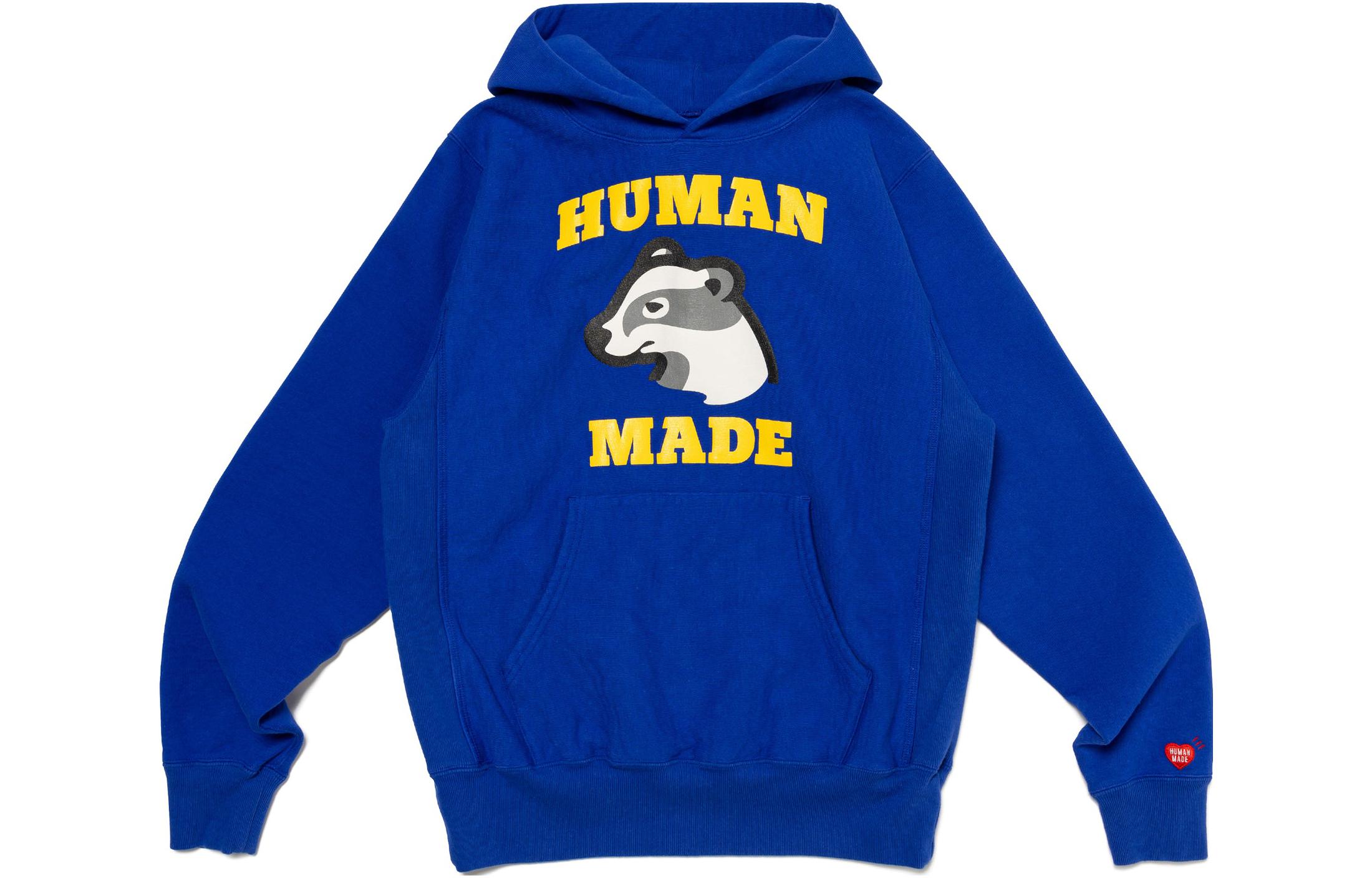 Shop HUMAN MADE FW23 Hoodie Unisex Honey Badger dengan Bordir Manset HM26CS018