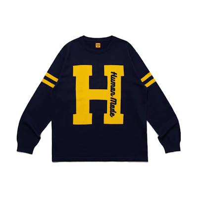 HUMAN MADE FW23 Knit Sweater #1 Logo Embroidered Unisex Crewneck Long Sleeve. HM26CS032